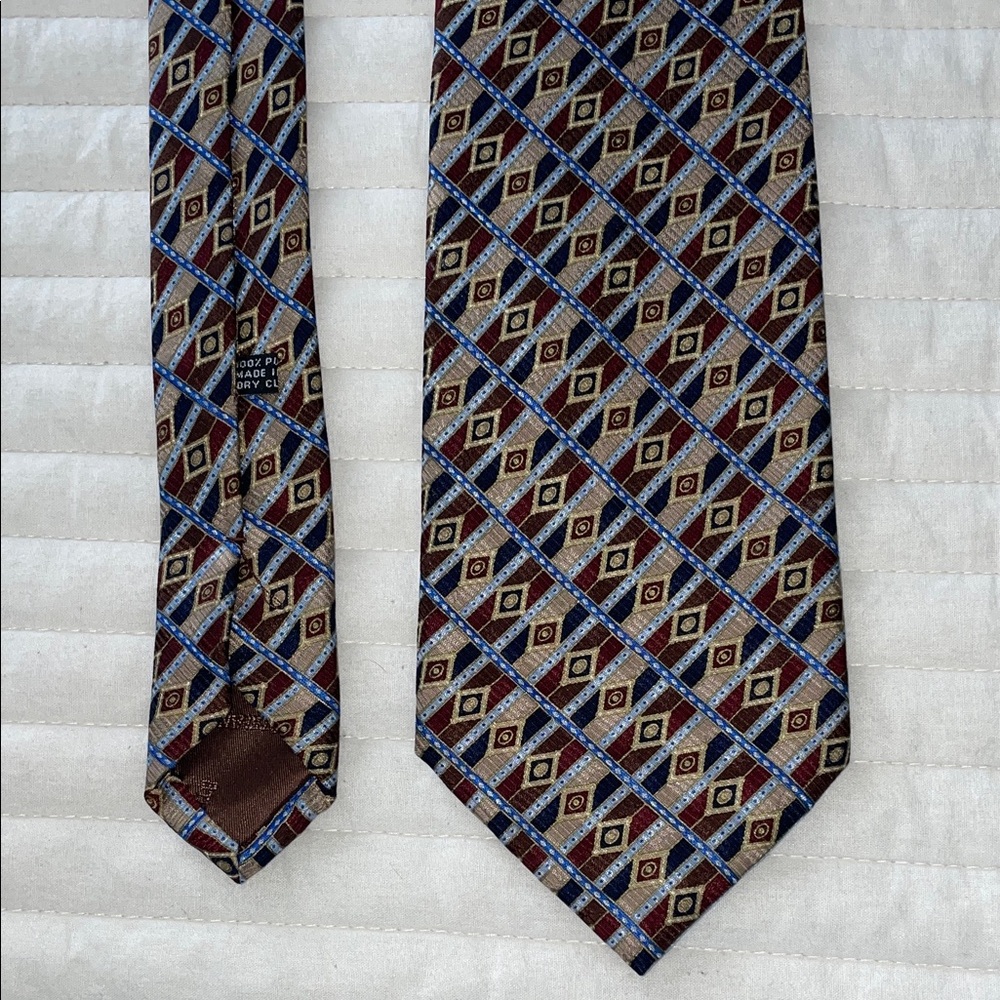 Stefano Ricci Geometric Tie in Blue and Brown